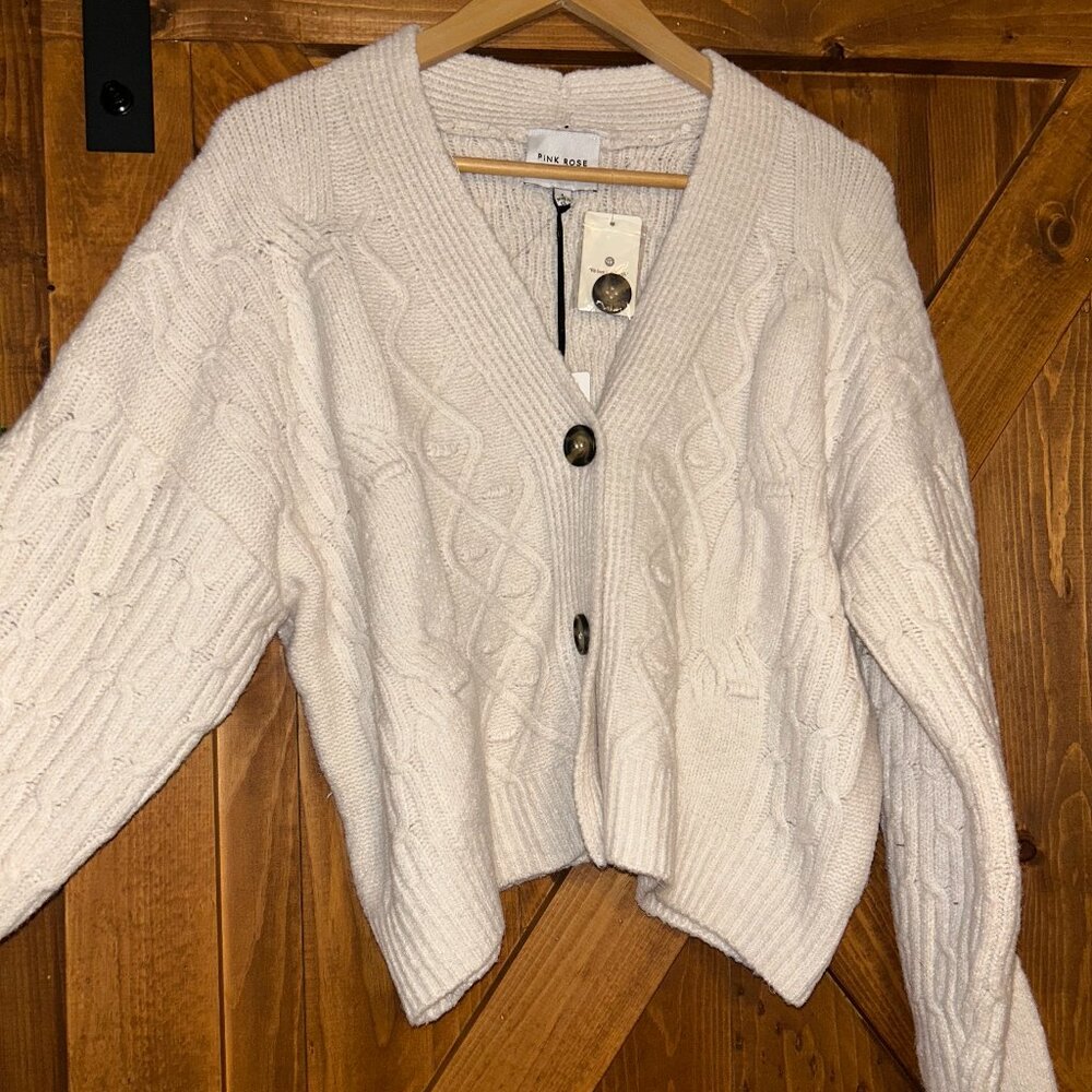 Pink Rose quarter zip sweater